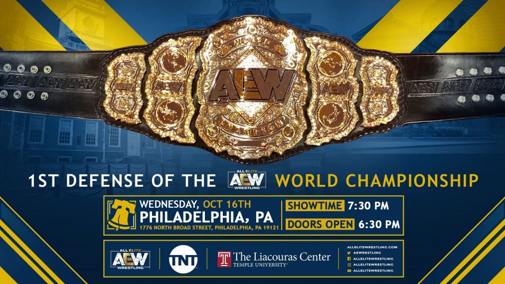 El Campeonato Mundial de AEW se defenderá el 16 de octubre en TNT Campeonato Mundial AEW 16 de octubre