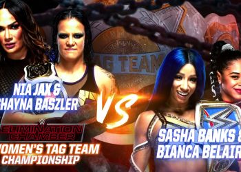 Shayna Baszler y Nia Jax vs. Sasha Banks y Bianca Belair en Elimination Chamber 2021