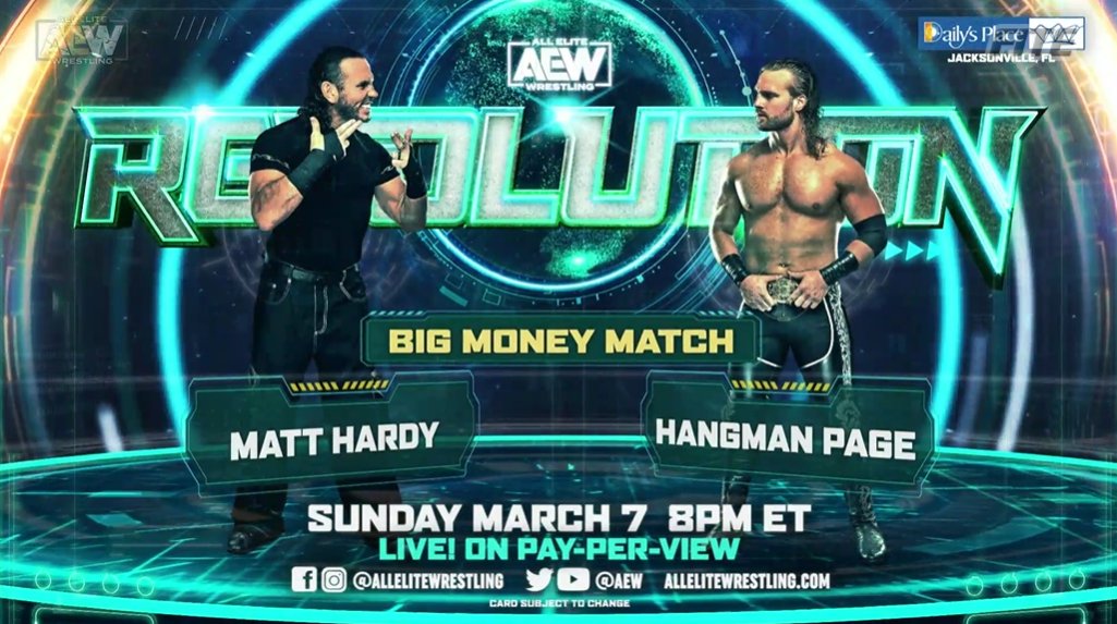 'Hangman' Page y Matt Hardy lucharán en AEW Revolution en un 'Big Money Match'