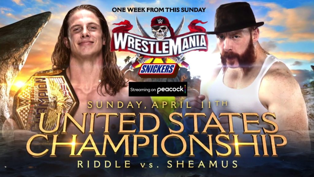 Riddle defenderá el Campeonato de Estados Unidos ante Sheamus en WrestleMania 37