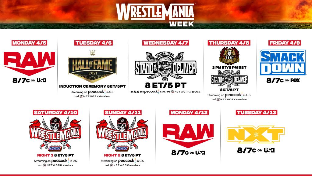 Calendario de eventos para la WrestleMania Week