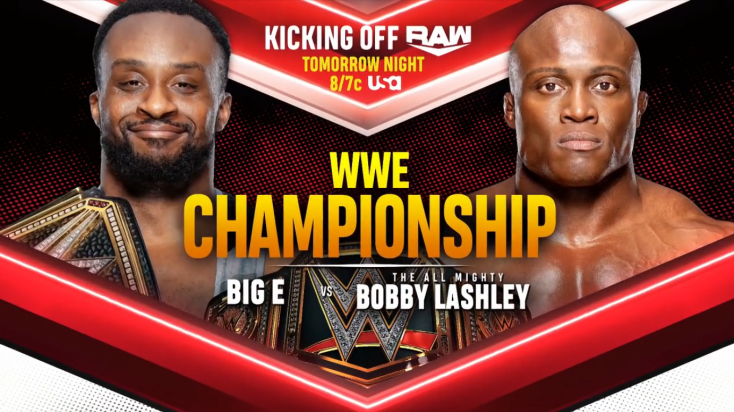 Big E defenderá el Campeonato de WWE frente a Bobby Lashley en el próximo RAW