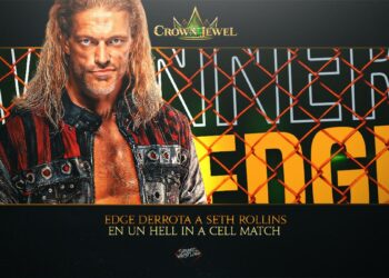 Edge derrota a Seth Rollins en una Hell in a Cell match en Crown Jewel 2021.