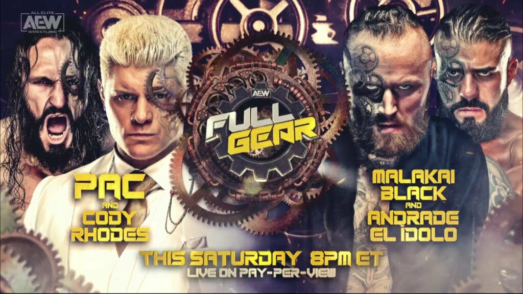 Cody Rhodes y PAC se enfrentarán a Malakai Black y Andrade El Ídolo en AEW Full Gear 2021