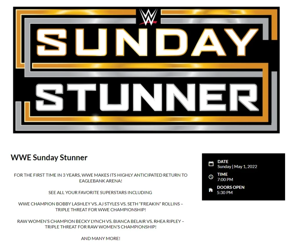 WWE utilizará la marca "Sunday Stunner" para Live Shows