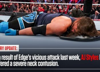 WWE anuncia que AJ Styles sufrió una contusión en el cuello