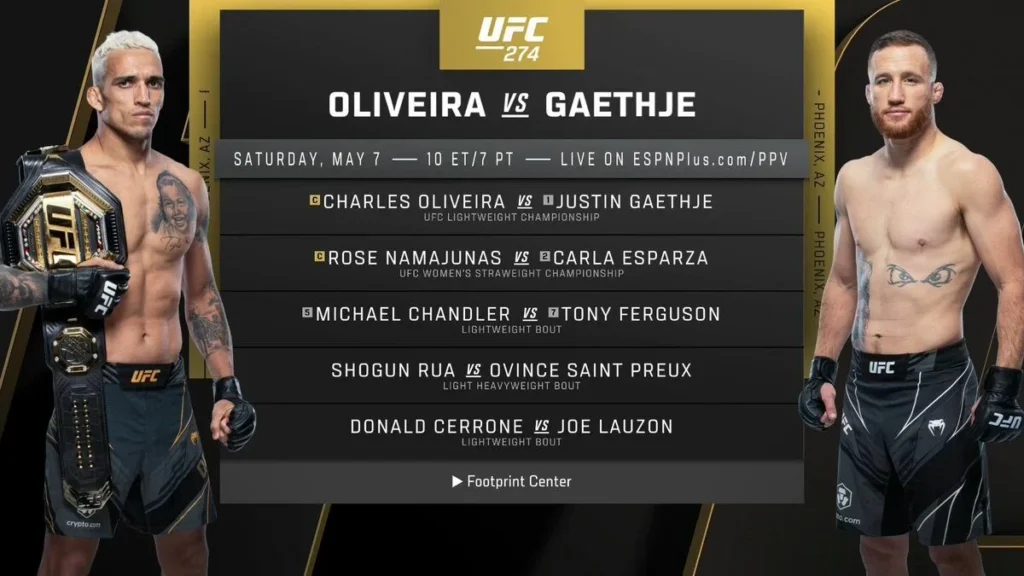 Cartelera UFC 274: Oliveira vs. Gaethje