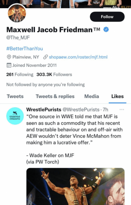 MJF reacciona a los rumores que lo sitúan en WWE