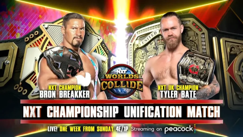Bron Breakker y Tyler Bate lucharán en una contienda "Título vs. Título" en Worlds Collide 2022
