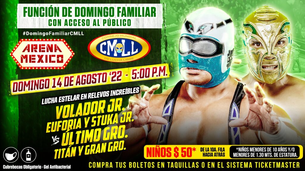 Resultados CMLL Domingo Familiar 14 de agosto de 2022