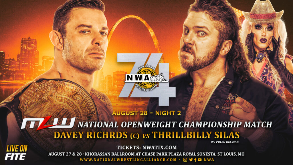 Davey Richards defenderá el Campeonato Nacional de Peso Abierto de MLW ante Thrillbilly Silas en la Noche 2 de NWA 74