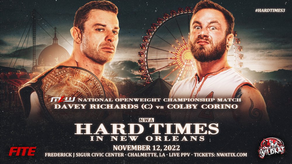 Davey Richards pondrá en juego su Campeonato Nacional de Peso Abierto de MLW ante Colby Corino en NWA Hard Times 3