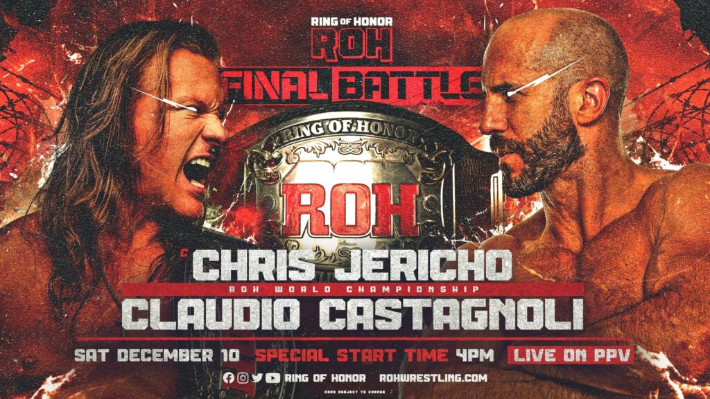 Chris Jericho defenderá el Campeonato Mundial de ROH ante Claudio Castagnoli en Final Battle