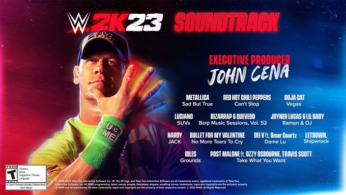 WWE 2K23 revela el soundtrack que tendrá el videojuego