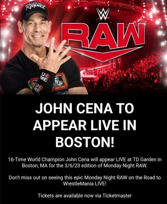 John Cena regresará a RAW el 6 de marzo