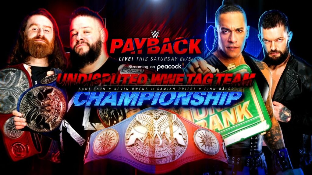 Kevin Owens y Sami Zayn defenderán sus títulos ante Finn Bálor y Damian Priest en WWE Payback 2023