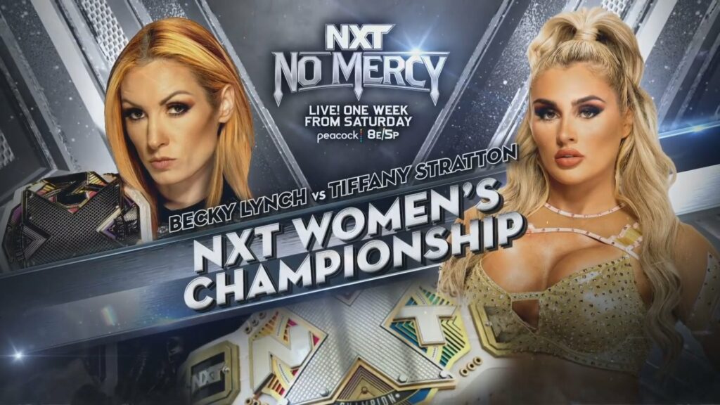 Becky Lynch defenderá el Campeonato Femenino de NXT ante Tiffany Stratton en No Mercy 2023