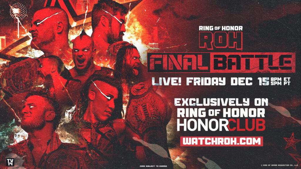 Cartelera ROH Final Battle 2023 actualizada