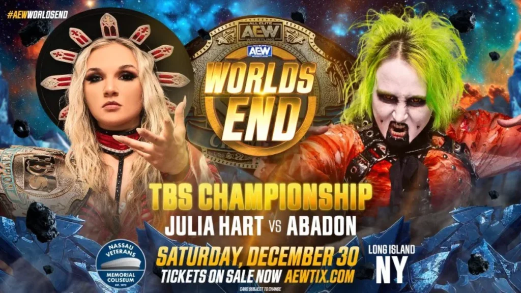 Julia Hart defenderá el Campeonato de TBS ante Abadon en AEW Worlds End 2023