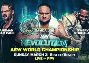 Samoa Joe (c) vs. Swerve Strickland vs. ‘Hangman’ Page por el Campeonato Mundial de AEW en Revolution 2024