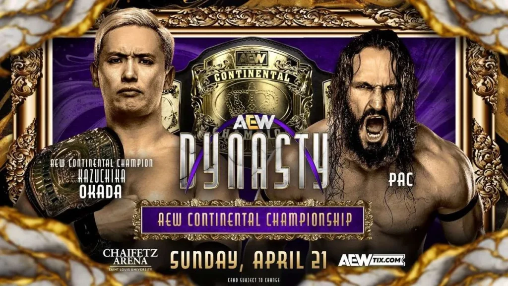 Kazuchika Okada se enfrentará a PAC con el campeonato continental en juego en AEW Dynasty.