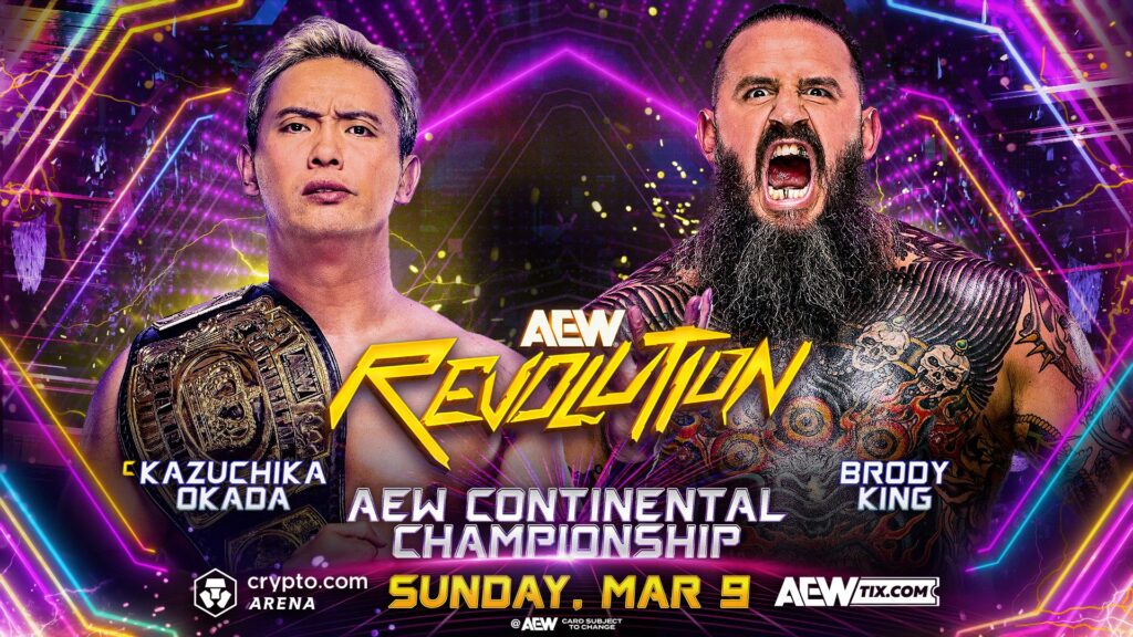 Kazuchika Okada defenderá el Campeonato Continental de AEW ante Brody King en Revolution 2025