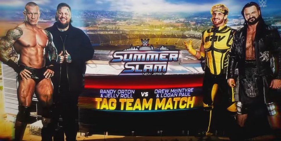 Jelly Roll y Randy Orton se enfrentarán a Logan Paul y Drew McIntyre en WWE SummerSlam 2025