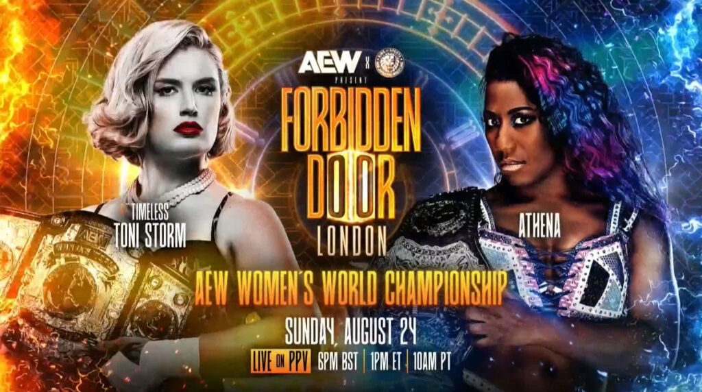 Toni Storm se mide a Athena en la cartelera de AEW x NJPW Forbidden Door 2025.