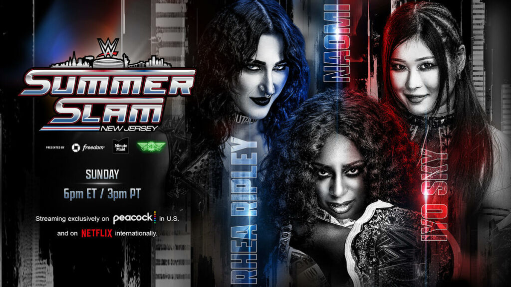 WWE SummerSlam 2025 contará con un combate femenino titular a tres bandas: Naomi, Rhea Ripley e IYO SKY se juegan el campeonato.