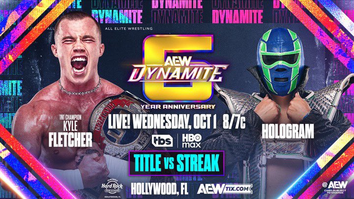 AEW anuncia la cartelera provisional del show de Dynamite 6.º aniversario - 1 de octubre de 2025 AEW anuncia la cartelera provisional del show de Dynamite 6.º aniversario - 1 de octubre de 2025
