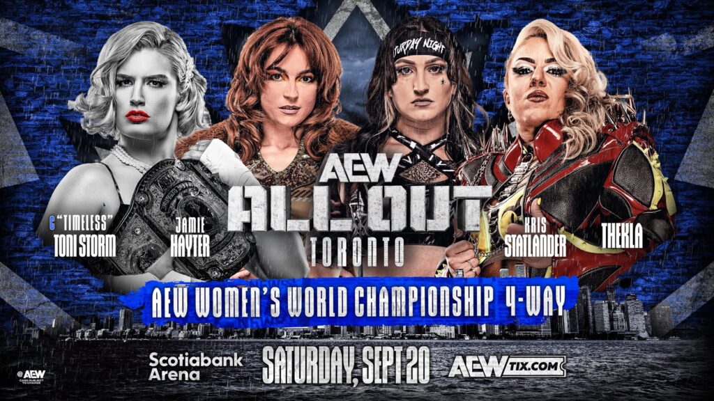 Toni Storm defenderá el Campeonato Mundial Femenino de AEW ante Jamie Hayter, Kris Statlander y Thekla en All Out 2025