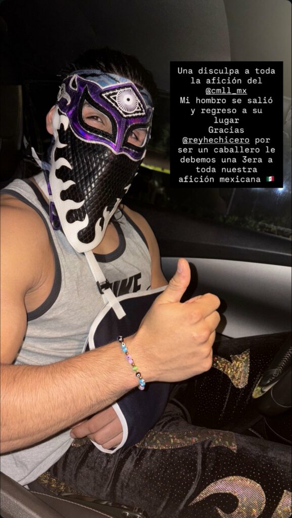 Bandido da a conocer que se le salió el hombro durante su combate en CMLL ante Hechicero